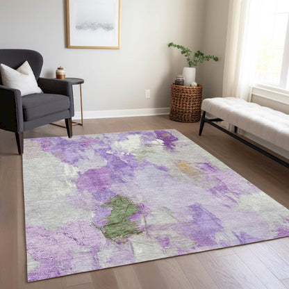 Machine Washable Indoor/Outdoor Chantille Purple 10' x 14' Rug