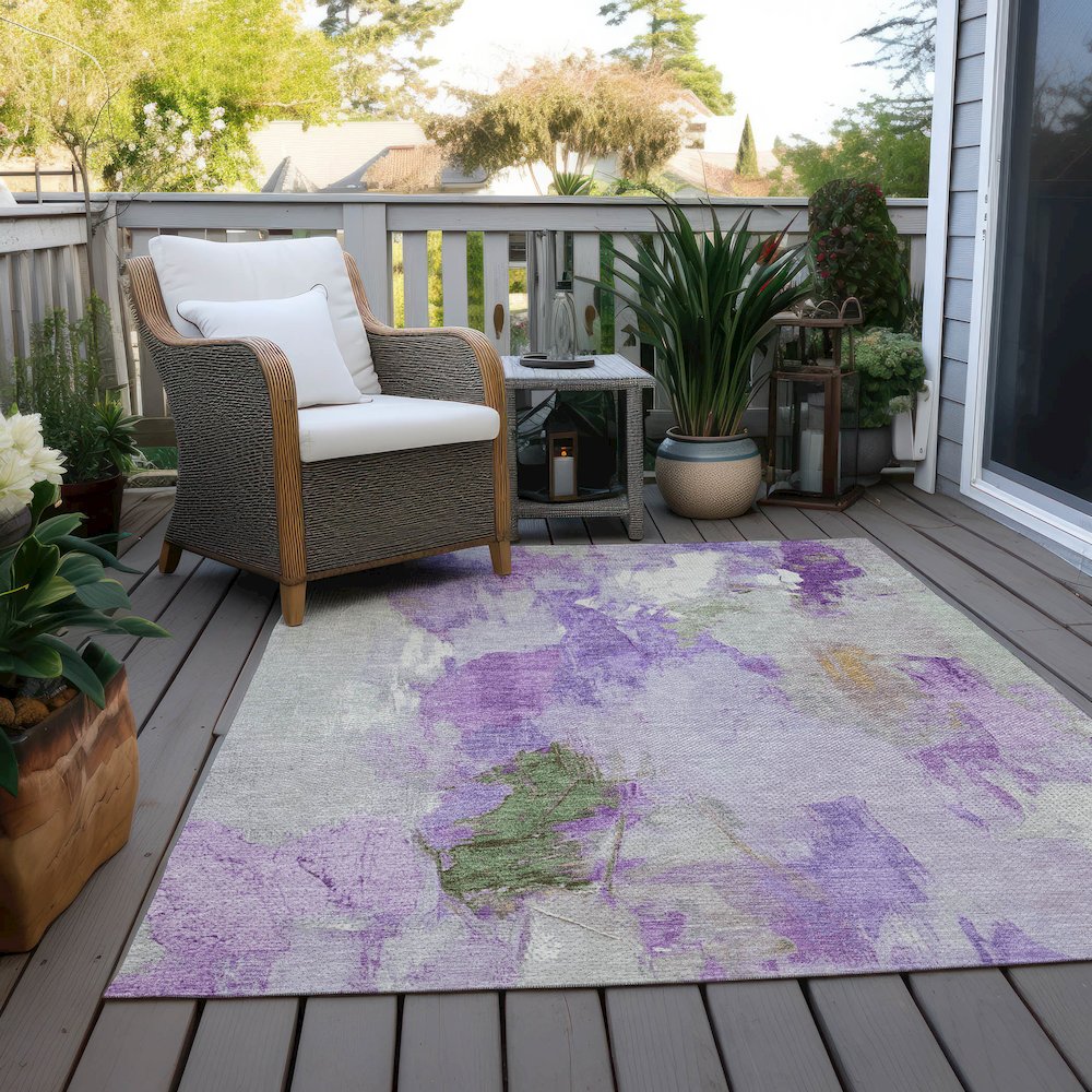 Machine Washable Indoor/Outdoor Chantille Purple 10' x 14' Rug