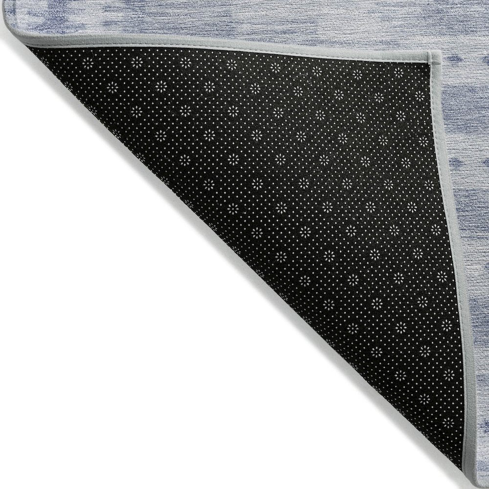 Machine Washable Indoor/Outdoor Chantille Blue 8' x 8' Round Rug