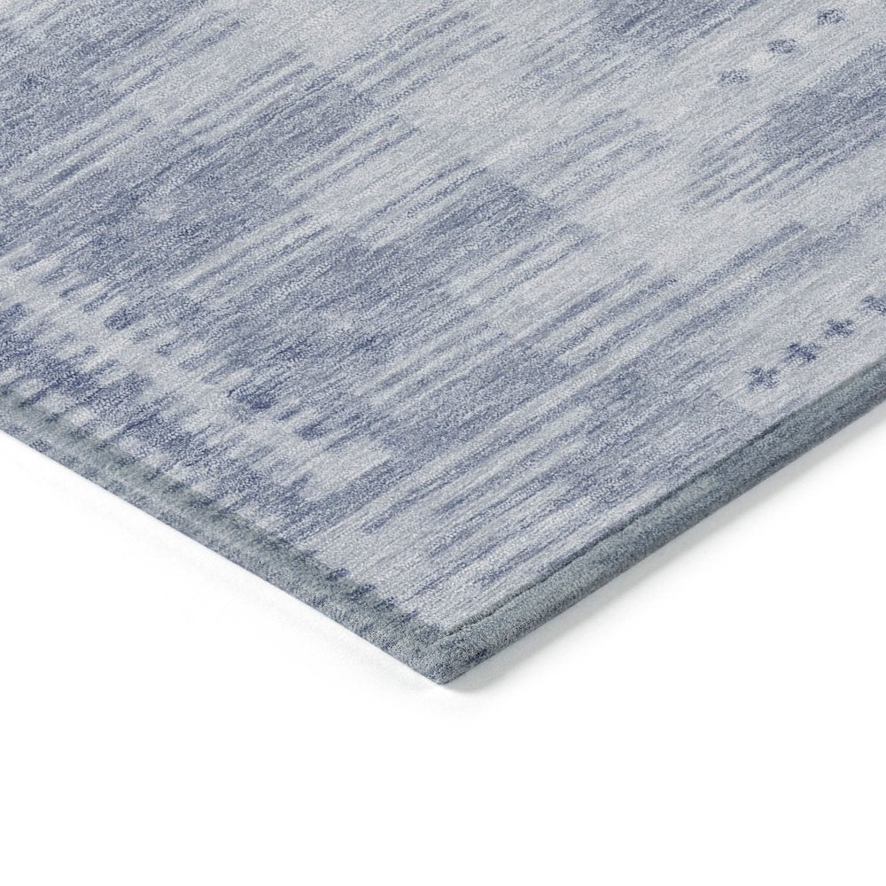 Machine Washable Indoor/Outdoor Chantille Blue 8' x 8' Round Rug