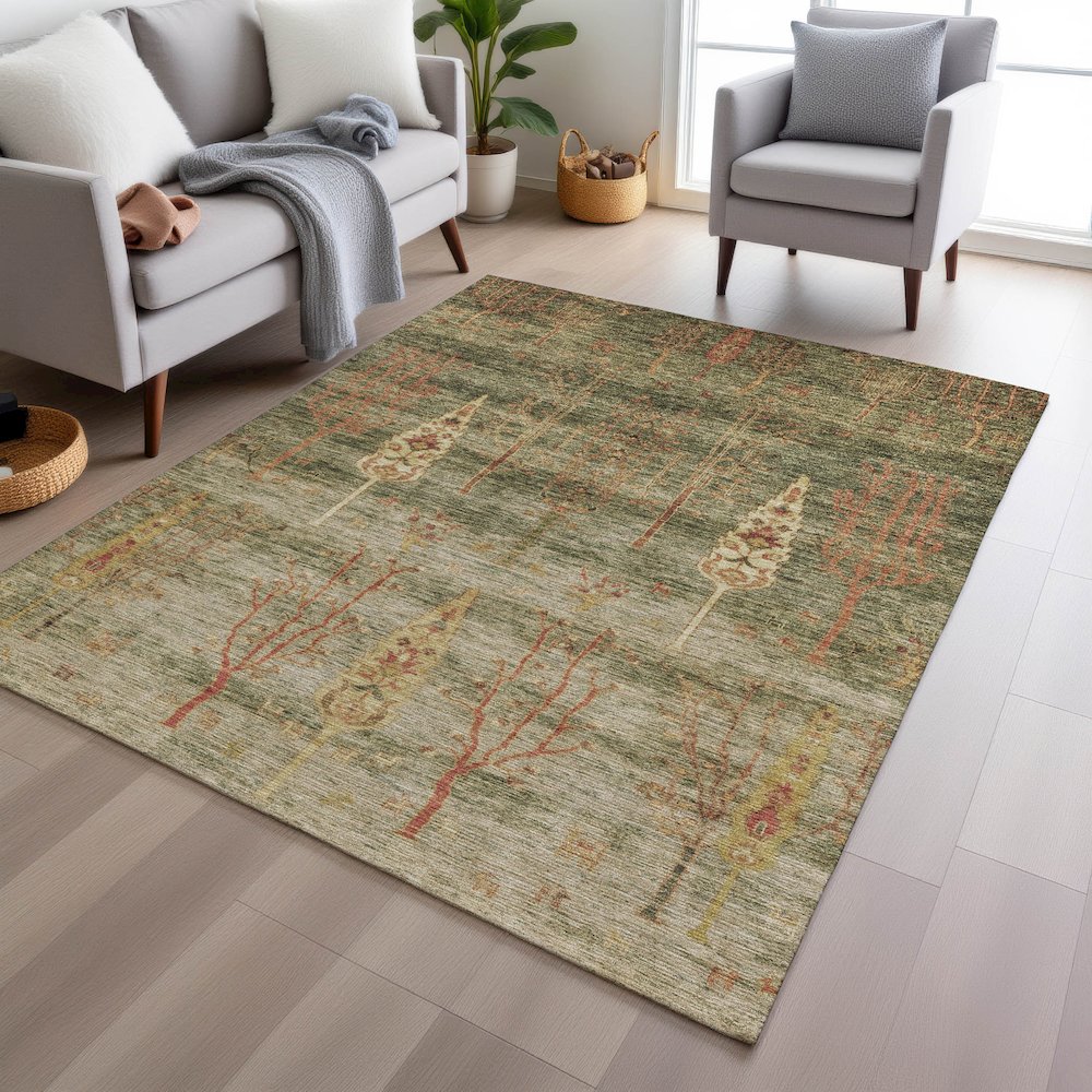 Machine Washable Indoor/Outdoor Chantille Aloe 10' x 14' Rug