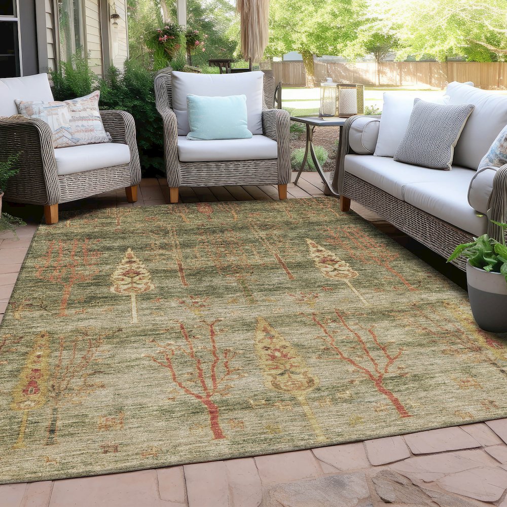 Machine Washable Indoor/Outdoor Chantille Aloe 10' x 14' Rug