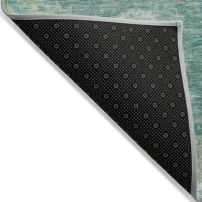 Machine Washable Indoor/Outdoor Chantille Teal 8' x 8' Round Rug