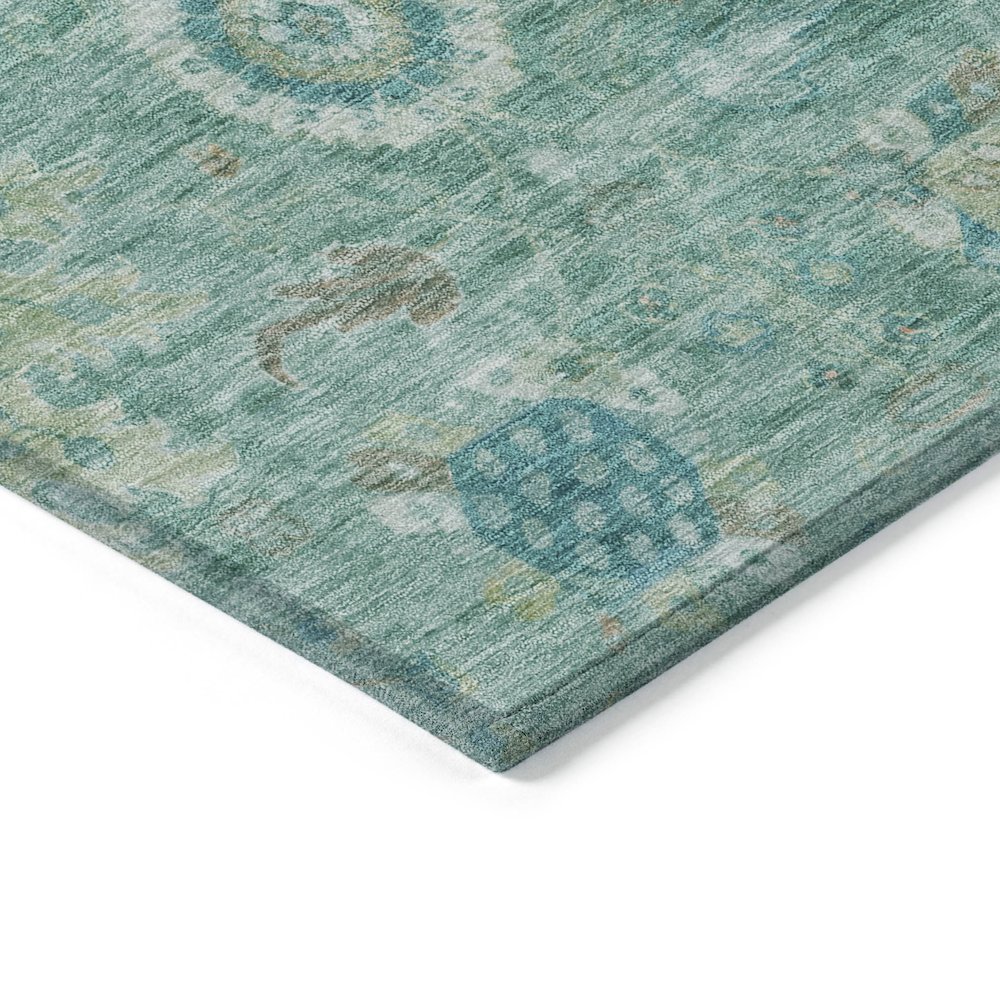 Machine Washable Indoor/Outdoor Chantille Teal 8' x 8' Round Rug