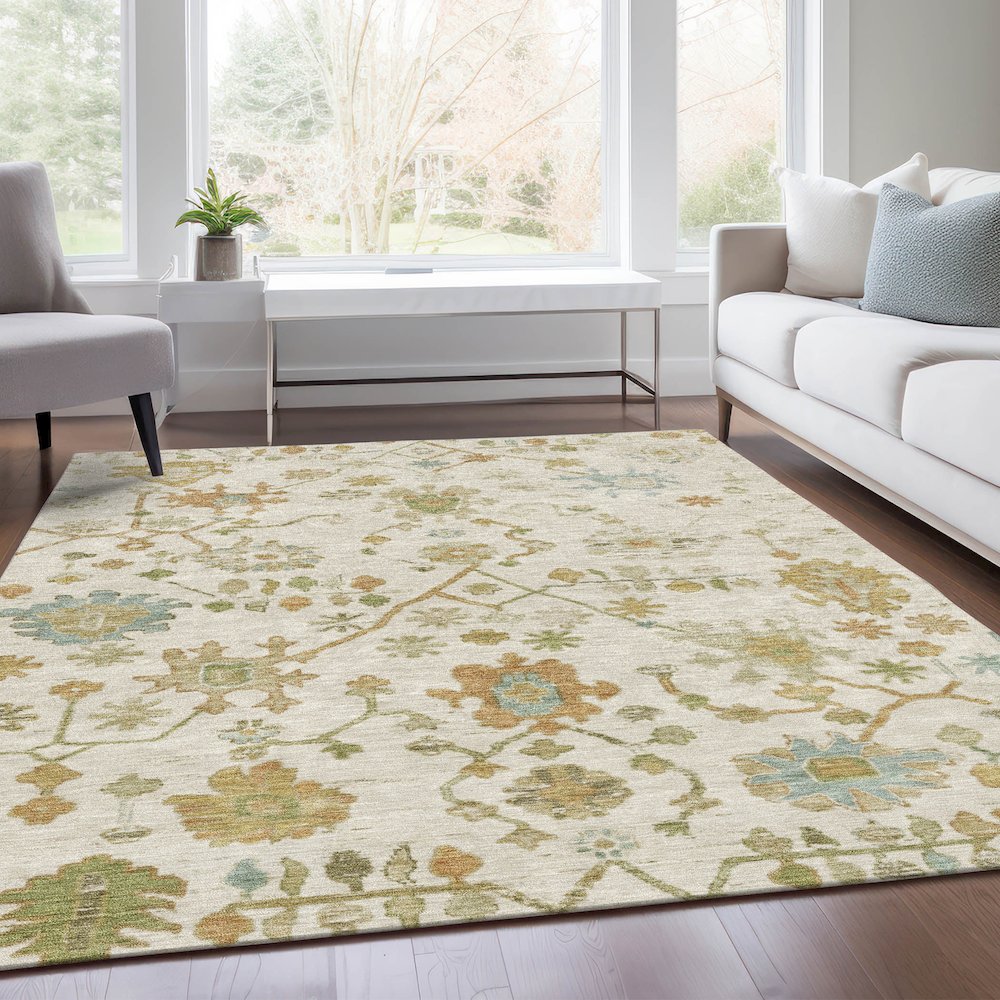 Machine Washable Indoor/Outdoor Chantille Ivory 10' x 14' Rug