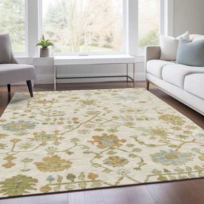 Machine Washable Indoor/Outdoor Chantille Ivory 10' x 14' Rug