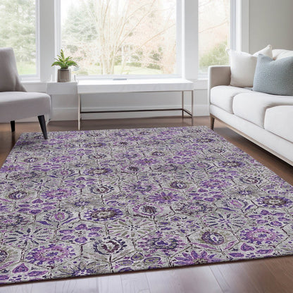 Machine Washable Indoor/Outdoor Chantille Purple 10' x 14' Rug