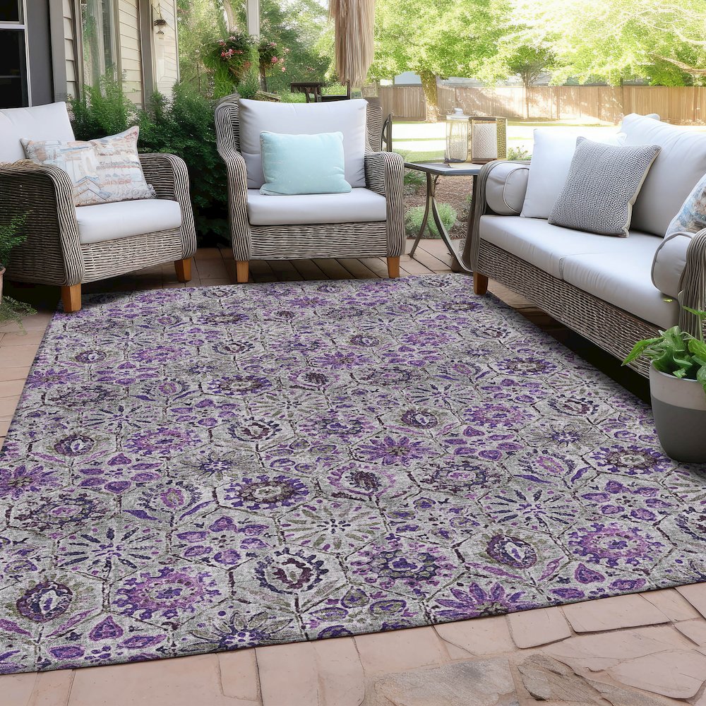 Machine Washable Indoor/Outdoor Chantille Purple 10' x 14' Rug