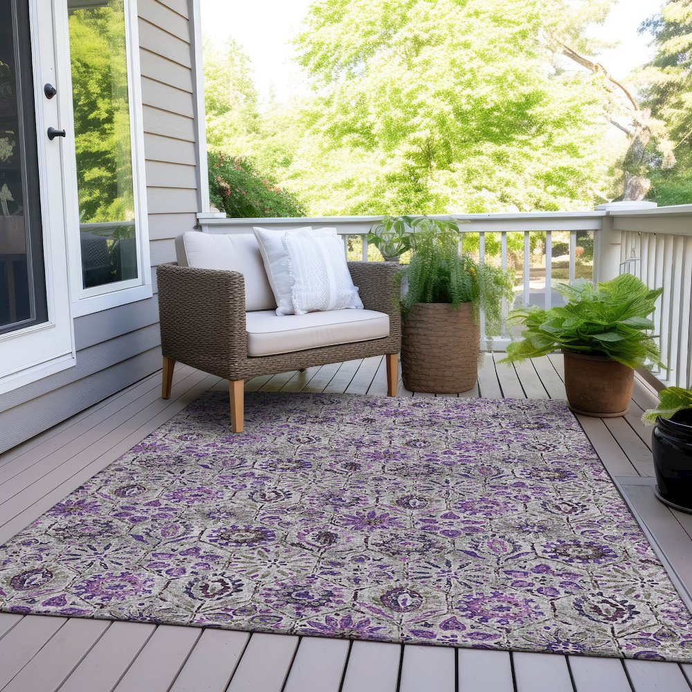 Machine Washable Indoor/Outdoor Chantille Purple 10' x 14' Rug