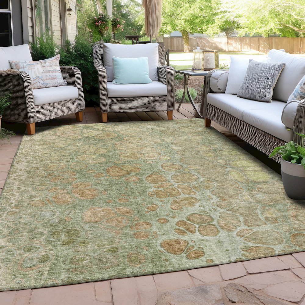 Machine Washable Indoor/Outdoor Chantille Aloe 10' x 14' Rug