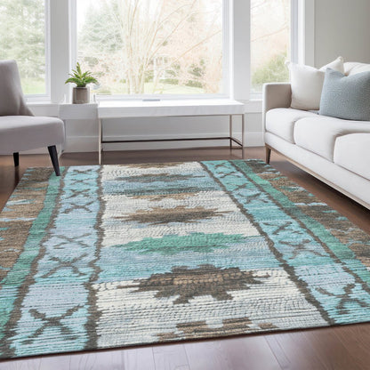 Machine Washable Indoor/Outdoor Chantille Brown 10' x 14' Rug