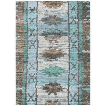 Machine Washable Indoor/Outdoor Chantille Brown 10' x 14' Rug