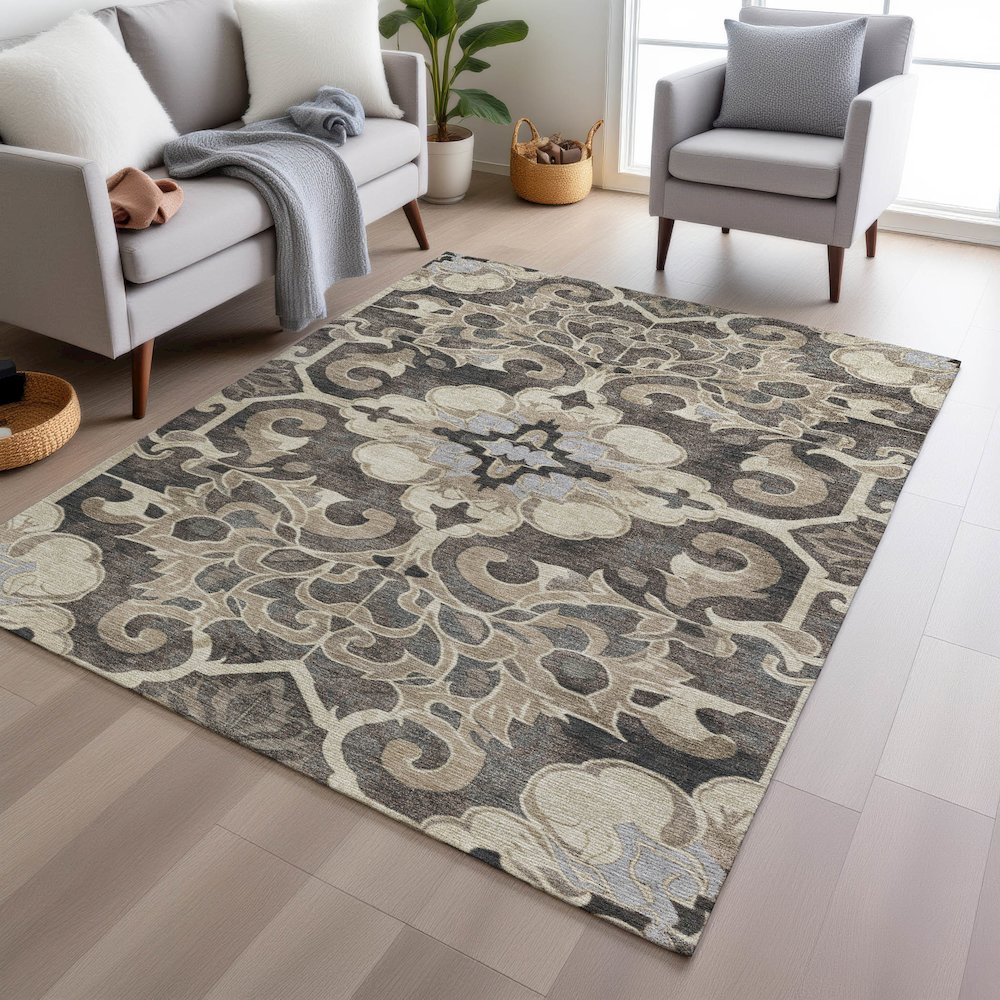 Machine Washable Indoor/Outdoor Chantille Chocolate 10' x 14' Rug