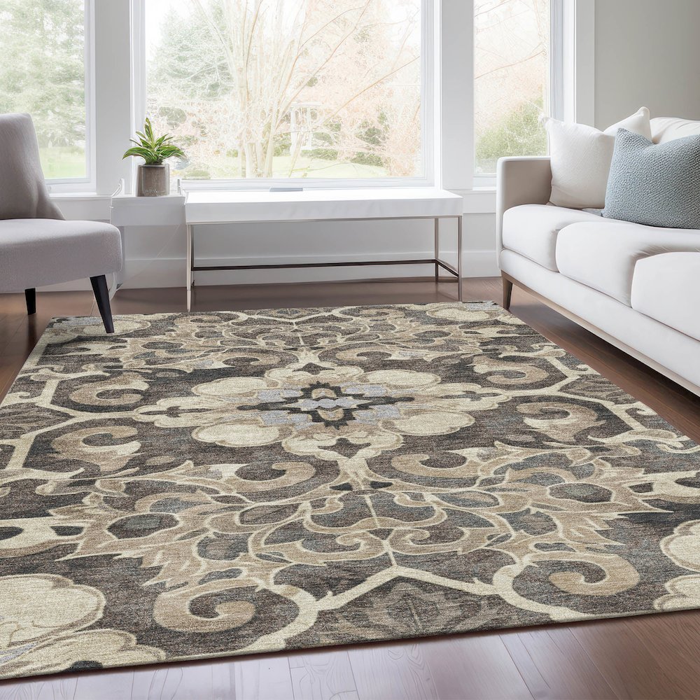 Machine Washable Indoor/Outdoor Chantille Chocolate 10' x 14' Rug