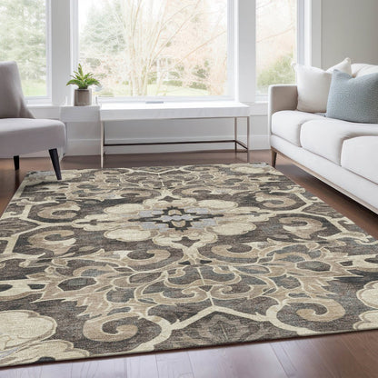 Machine Washable Indoor/Outdoor Chantille Chocolate 10' x 14' Rug