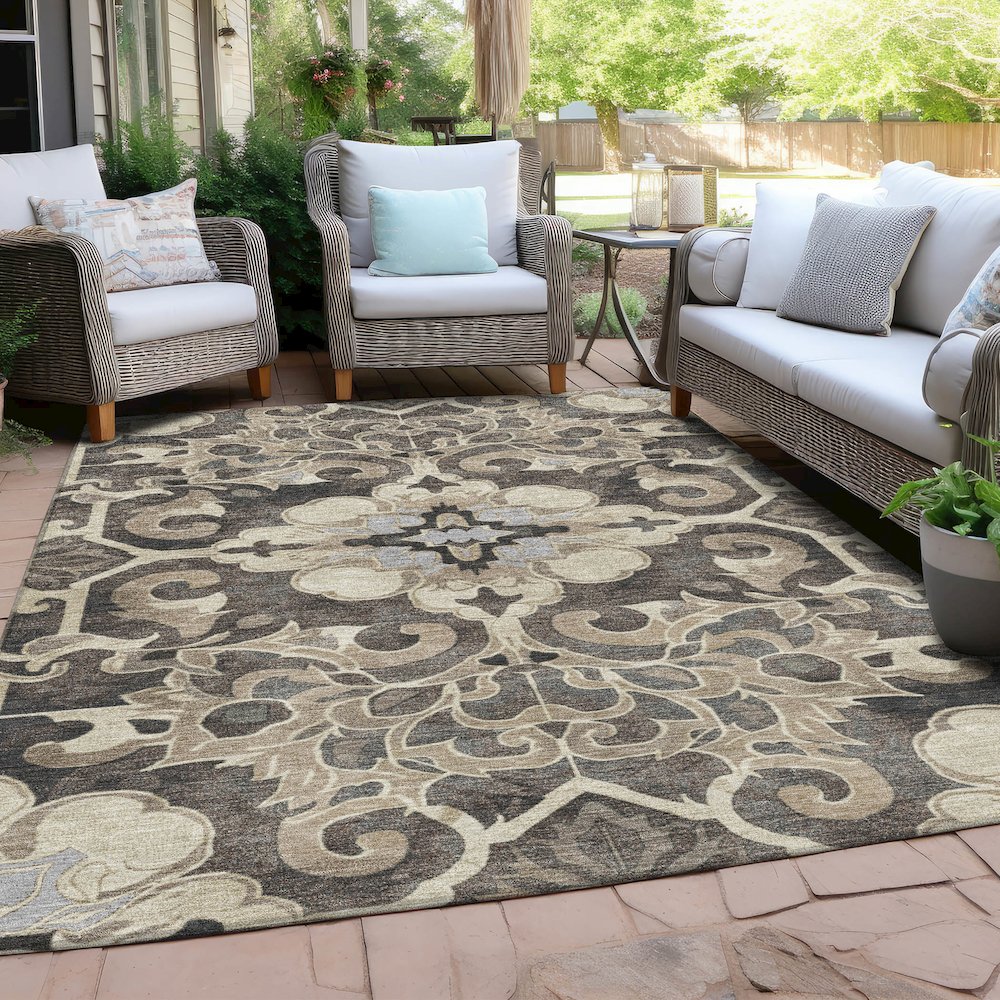 Machine Washable Indoor/Outdoor Chantille Chocolate 10' x 14' Rug