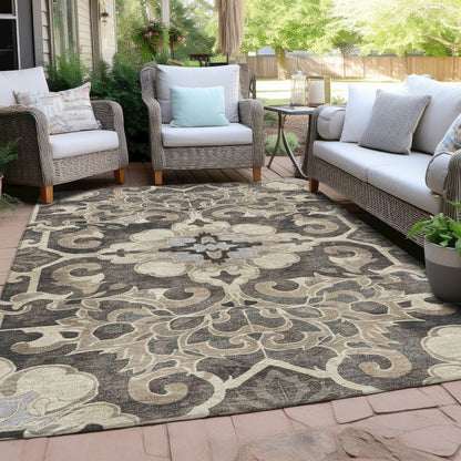 Machine Washable Indoor/Outdoor Chantille Chocolate 10' x 14' Rug