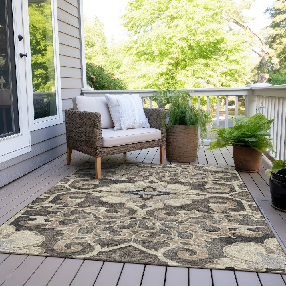 Machine Washable Indoor/Outdoor Chantille Chocolate 10' x 14' Rug