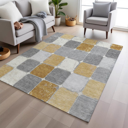 Machine Washable Indoor/Outdoor Chantille Gold 10' x 14' Rug