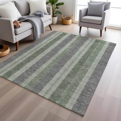Machine Washable Indoor/Outdoor Chantille Green 10' x 14' Rug