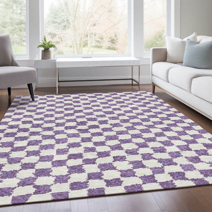 Machine Washable Indoor/Outdoor Chantille Purple 10' x 14' Rug