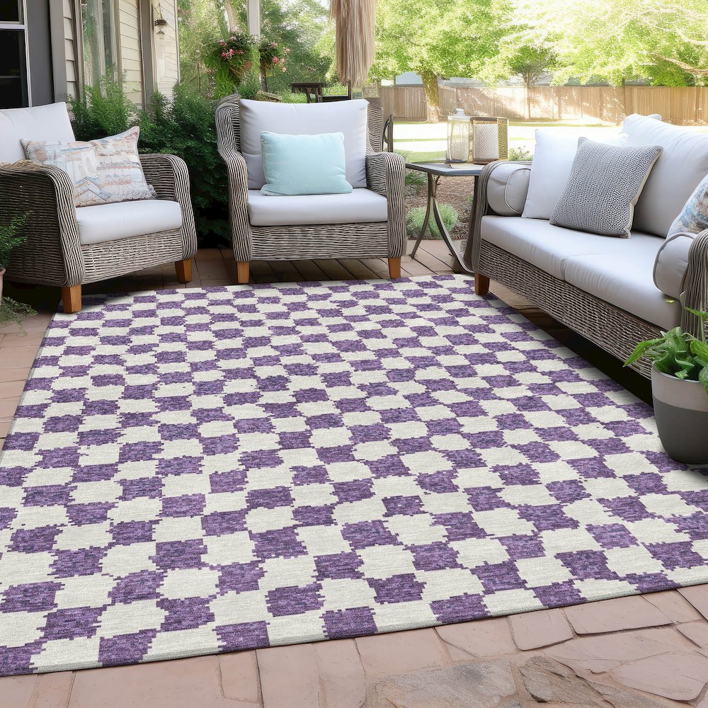 Machine Washable Indoor/Outdoor Chantille Purple 10' x 14' Rug