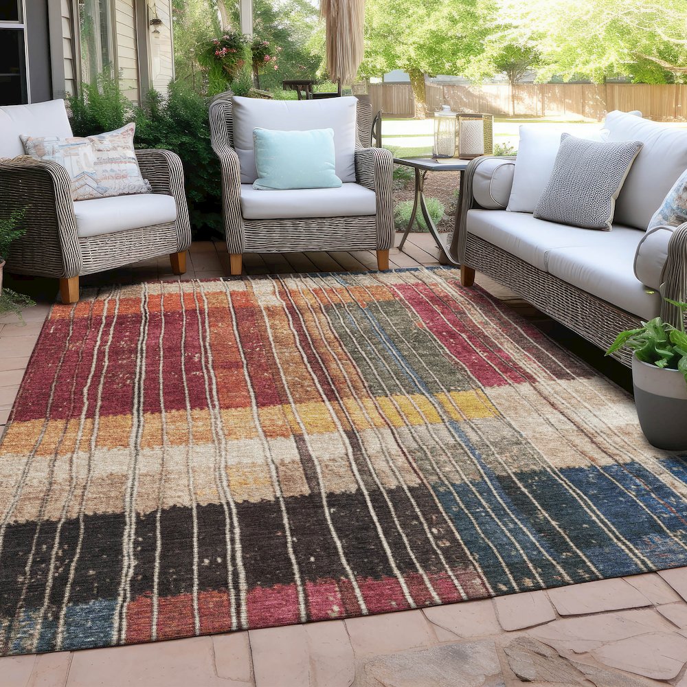 Machine Washable Indoor/Outdoor Chantille Beige 10' x 14' Rug