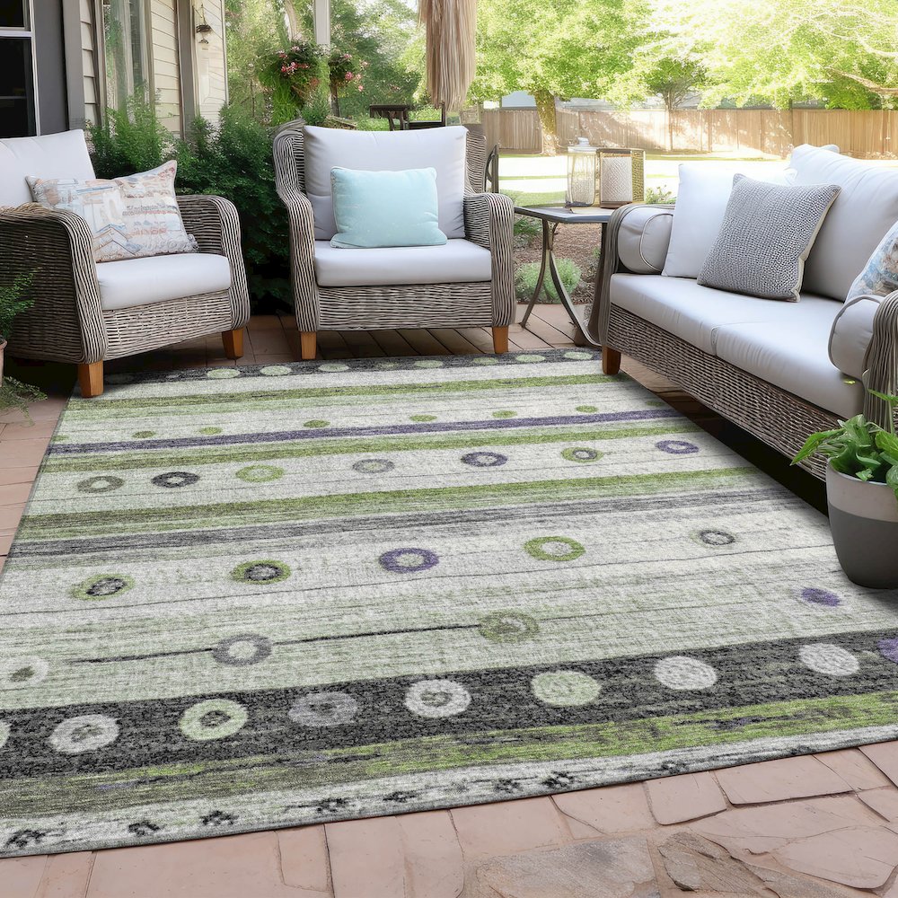 Machine Washable Indoor/Outdoor Chantille Aloe 10' x 14' Rug