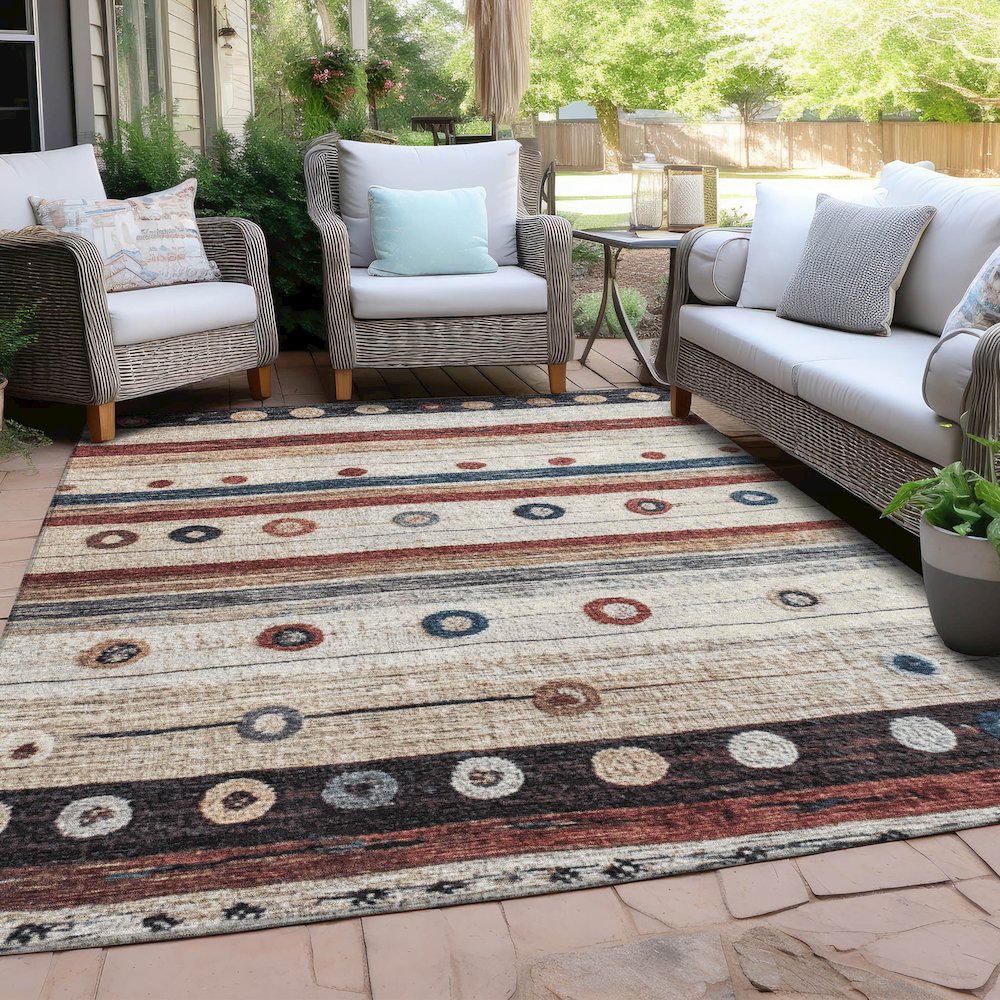 Machine Washable Indoor/Outdoor Chantille Beige 10' x 14' Rug