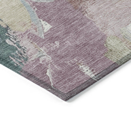 Machine Washable Indoor/Outdoor Chantille Mauve 8' x 8' Round Rug