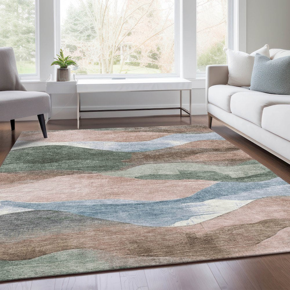 Machine Washable Indoor/Outdoor Chantille Salmon 10' x 14' Rug