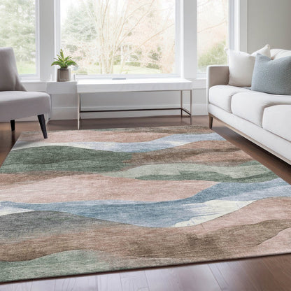 Machine Washable Indoor/Outdoor Chantille Salmon 10' x 14' Rug