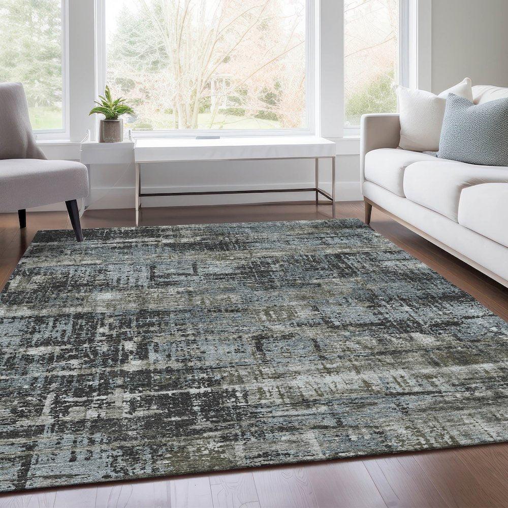 Machine Washable Indoor/Outdoor Chantille Charcoal 10' x 14' Rug