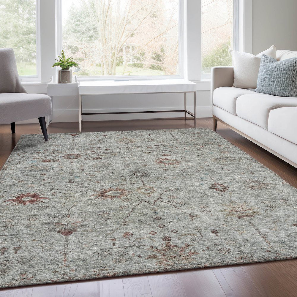 Machine Washable Indoor/Outdoor Chantille Gray 10' x 14' Rug