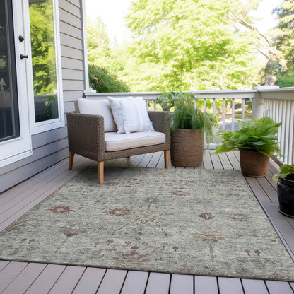 Machine Washable Indoor/Outdoor Chantille Gray 10' x 14' Rug