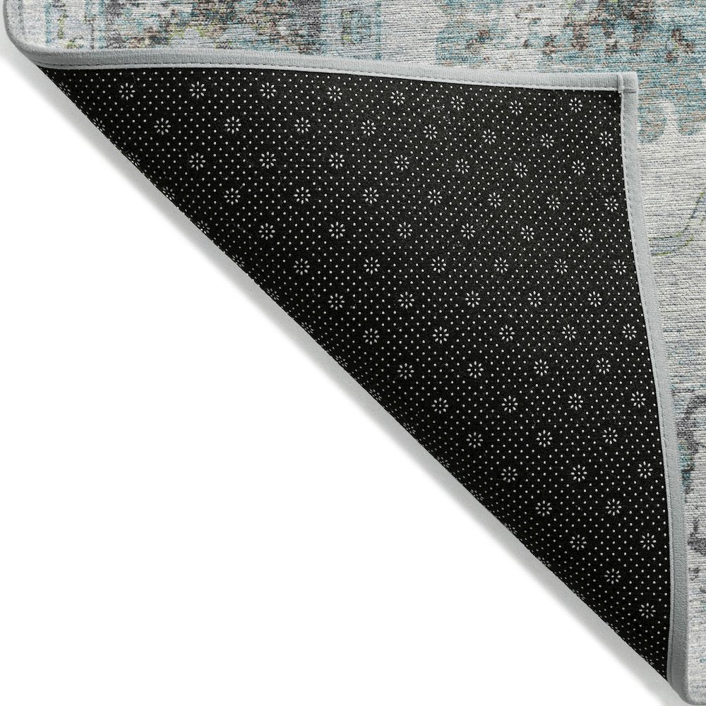 Machine Washable Indoor/Outdoor Chantille Teal 8' x 8' Round Rug