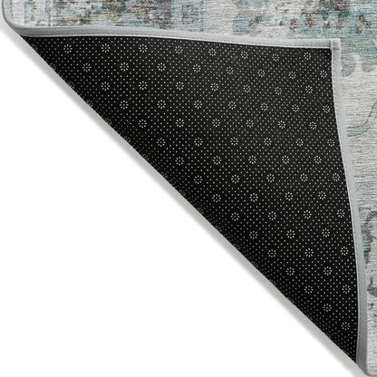 Machine Washable Indoor/Outdoor Chantille Teal 8' x 8' Round Rug