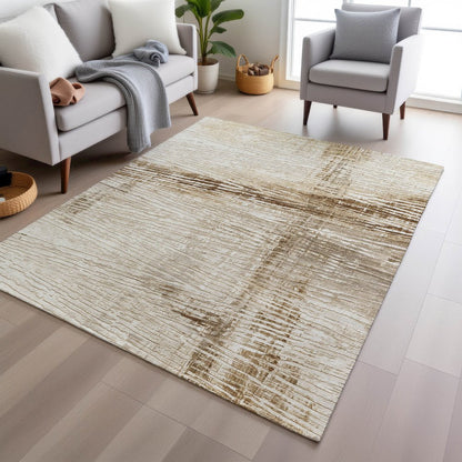 Machine Washable Indoor/Outdoor Chantille Ivory 10' x 14' Rug