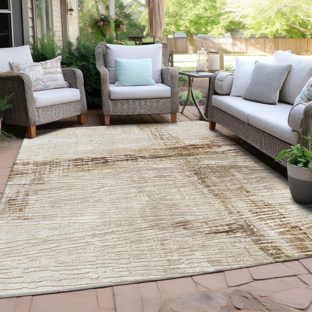 Machine Washable Indoor/Outdoor Chantille Ivory 10' x 14' Rug