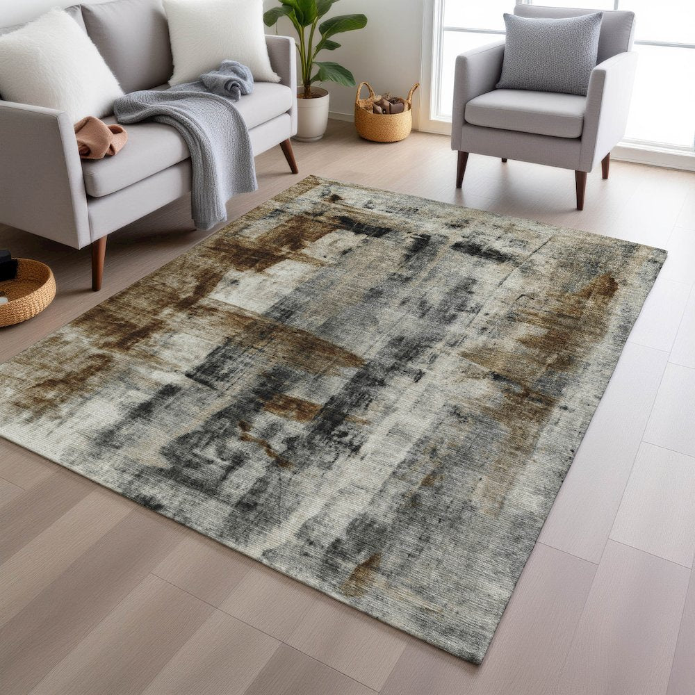 Machine Washable Indoor/Outdoor Chantille Taupe 10' x 14' Rug