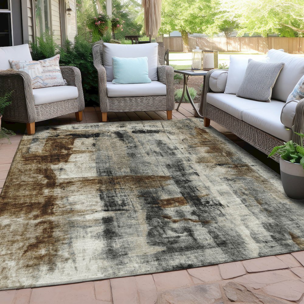 Machine Washable Indoor/Outdoor Chantille Taupe 10' x 14' Rug