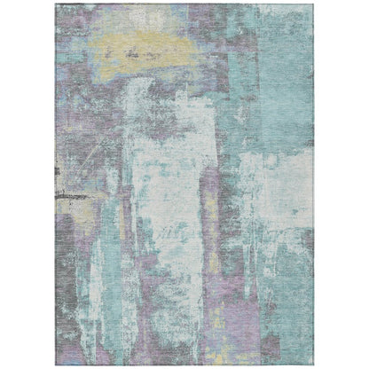 Machine Washable Indoor/Outdoor Chantille Teal 10' x 14' Rug