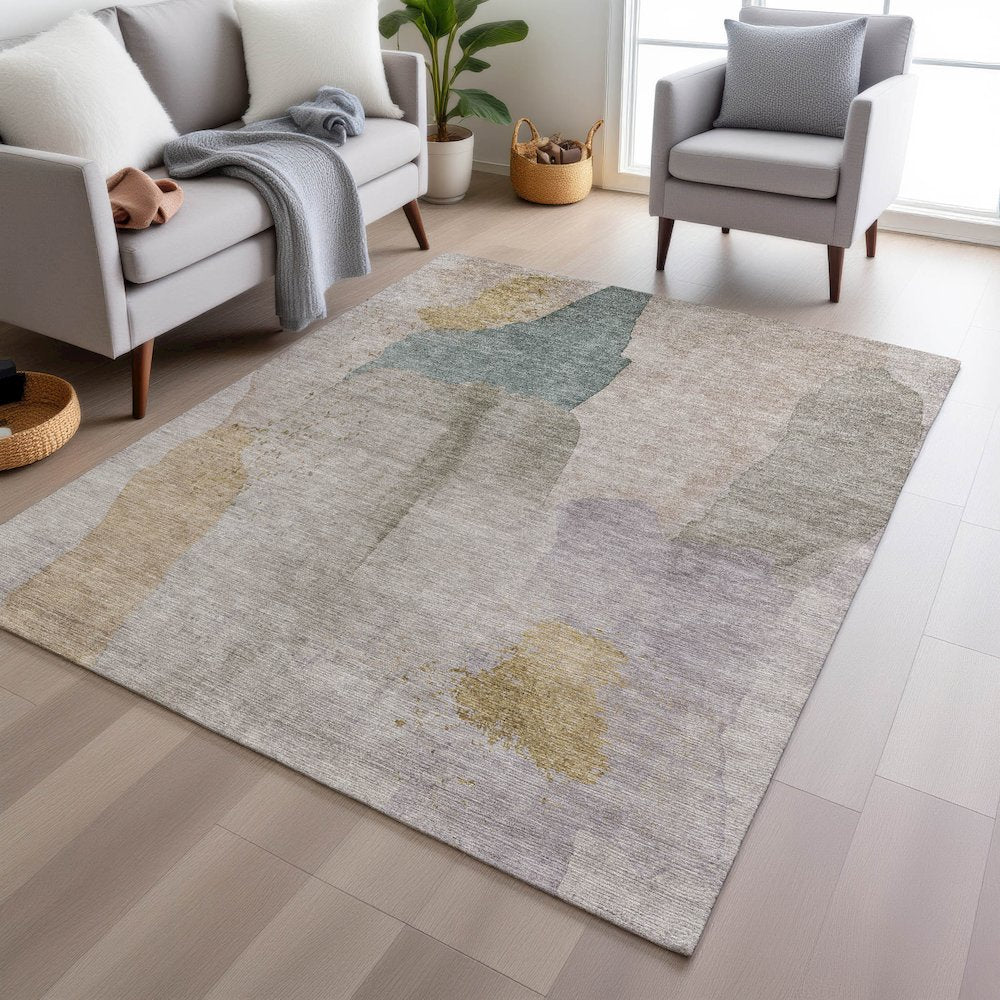 Machine Washable Indoor/Outdoor Chantille Beige 10' x 14' Rug