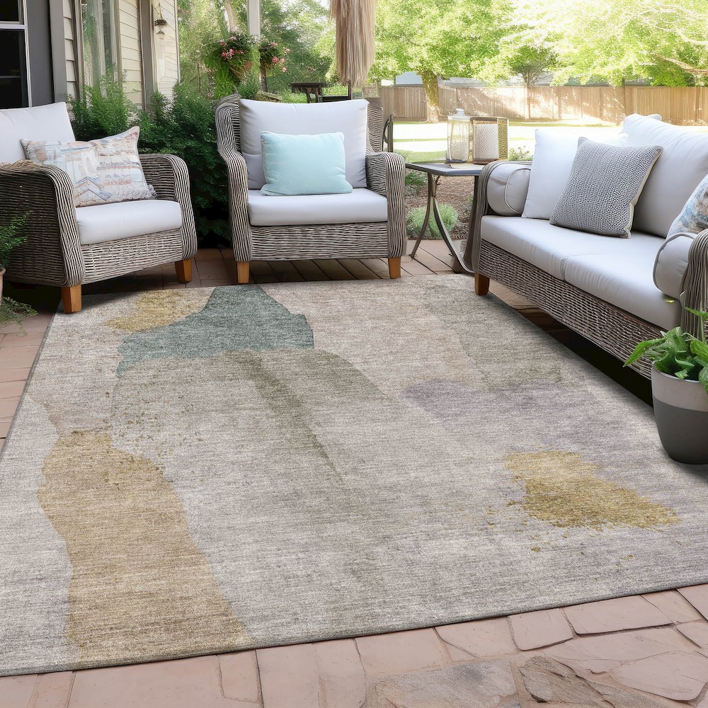 Machine Washable Indoor/Outdoor Chantille Beige 10' x 14' Rug