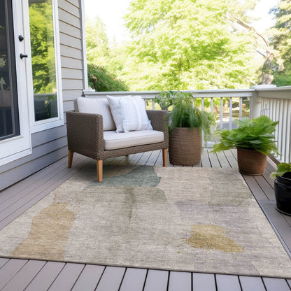 Machine Washable Indoor/Outdoor Chantille Beige 10' x 14' Rug