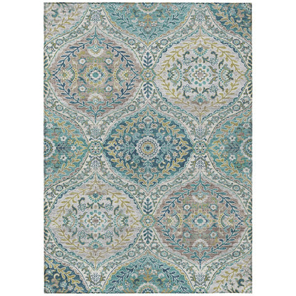 Machine Washable Indoor/Outdoor Chantille Teal 10' x 14' Rug