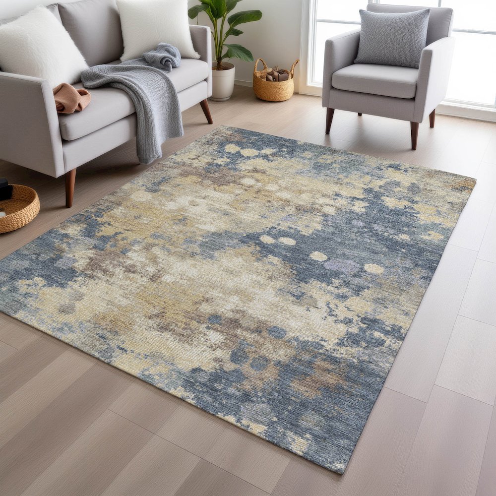 Machine Washable Indoor/Outdoor Chantille Gold 10' x 14' Rug