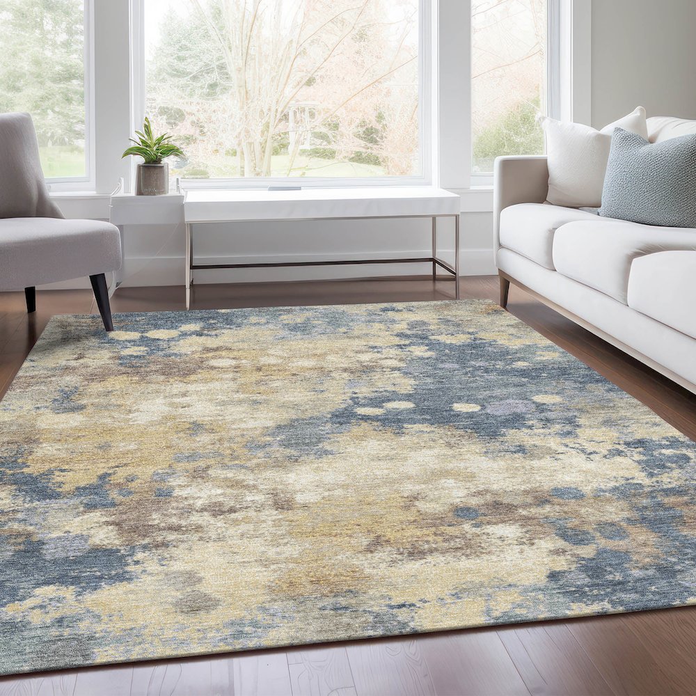 Machine Washable Indoor/Outdoor Chantille Gold 10' x 14' Rug
