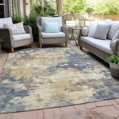 Machine Washable Indoor/Outdoor Chantille Gold 10' x 14' Rug
