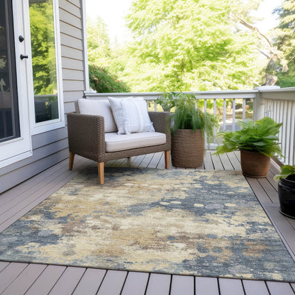 Machine Washable Indoor/Outdoor Chantille Gold 10' x 14' Rug